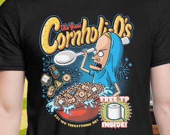 Cornholi-O's Cereal T-Shirt Butt Head 90s Cartoon TV Show Movie Mashup Parody  Shirt tee Shirt Mens Ladies Womens Youth Kids COD-451