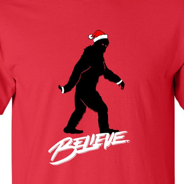 Believe Sasquatch Yeti Bigfoot Samsquanch funny Christmas t-shirt Movie Parody Christmas Party shirt tee MLG-1107