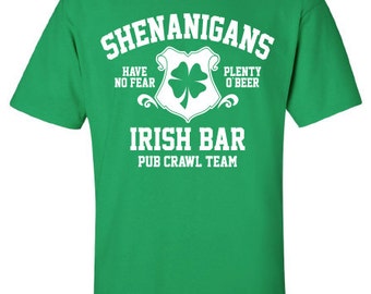 Shenanigans pub crawl bar scotland saint st. Patrick's Paddy's ireland irish scottish T-Shirt Tee Shirt Mens Ladies Womens mad labs ML-282