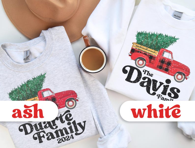 Custom Family Name 2024 Christmas Sweatshirts, Buffalo Plaid Farmhouse
