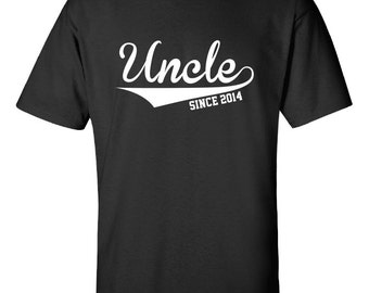 Uncle since 2014 baby maternity nephew niece girl boy cool Printed T-Shirt Tee Shirt T Mens Ladies Womens Youth Kids Funny mad labs ML-211