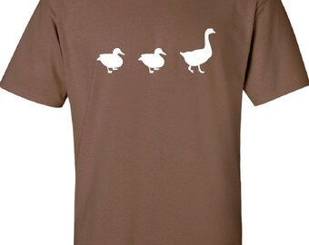 Duck Duck GOOSE duck deer buck goose hunting hunt geek cool Printed T-Shirt Tee Shirt Mens Ladies Womens dad Kids Funny mad labs ML-255