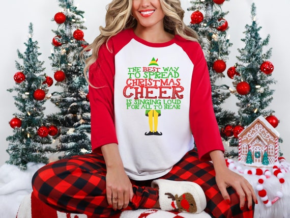 The Best Way to Spread Christmas Cheer 3/4 Sleeve, Cute Christmas Pajama Top, Raglan Christmas Party shirt, Ladies Funny t-shirt DT-647