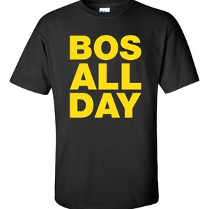 BOS All Day Bean Town Represent Printed T-Shirt Tee Shirt T Mens Ladies Womens Youth Kids Funny Boston Strong Hockey Proud ML-24 image 1