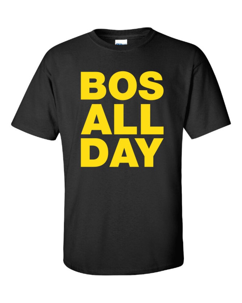 BOS All Day Bean Town Represent Printed T-Shirt Tee Shirt T Mens Ladies Womens Youth Kids Funny Boston Strong Hockey Proud ML-24 image 1