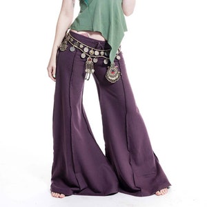 Extra Wide Flow Pants in Plum Purple, Plus Size Hippy Flares