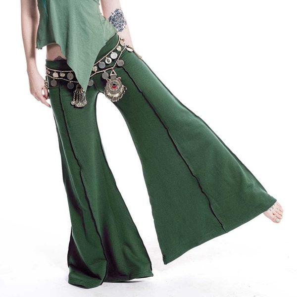 Pantalon fluide extra-large en vert fougère