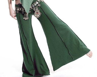 Extra Wide Flow Pants in Fern Green