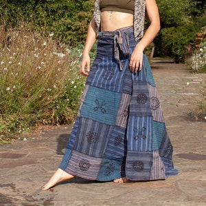 Blue Patchwork Hippy Skirt