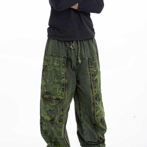 Green Stonewash Jeans for Men, Mushroom Clothing for Man, Mens Hippie Festival Pants, Green Alternative Jeans, Hippy Jeans