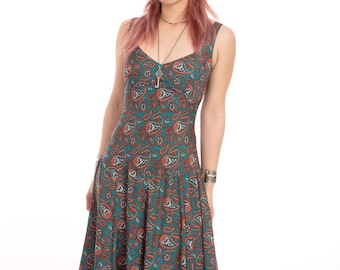 Long Full Boho Maxi Dress in Paisley