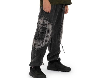 Grey Stonewash Hippy Jeans, Baggy Trousers for Men, Mens Festival Clothing, Mens Hippie Pants