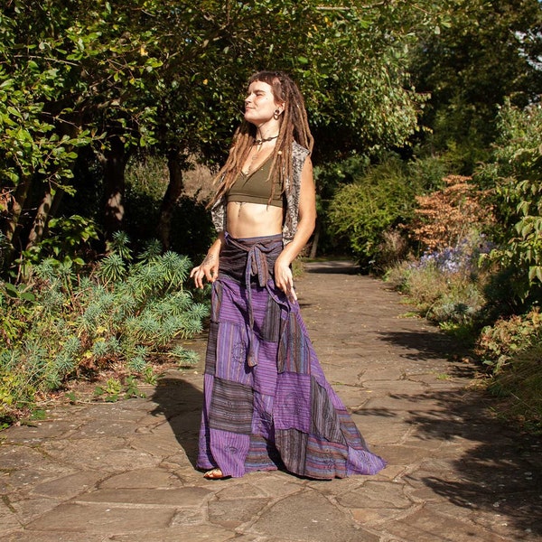 Purple Patchwork Hippy Skirt