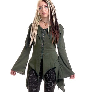 Pagan Tendrils Lace-Up Dress in Green