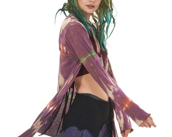 Einfacher Batik Baumwoll Cardigan für Hippie Frau