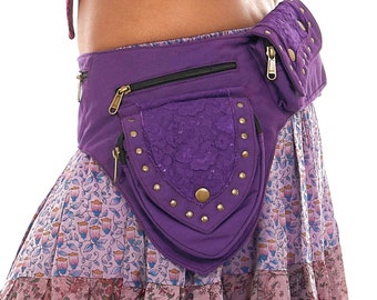 Sturdy Festival Pocket Belt with Lace and Studs