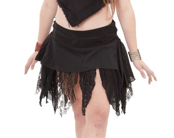 Black Layered Lace Witchy Miniskirt