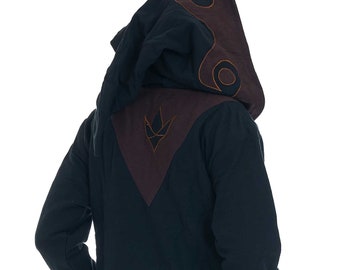 Mens Wizard Hood Cosplay Jacket in Black