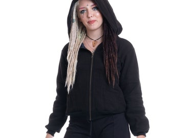 Schlichter schwarzer Jute Hoodie