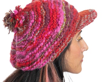Large Hand Knitted Artisan Wool Tam Dread Hat