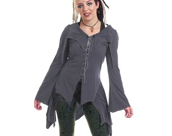 Pagan Tendrils Lace-Up Dress in Grey