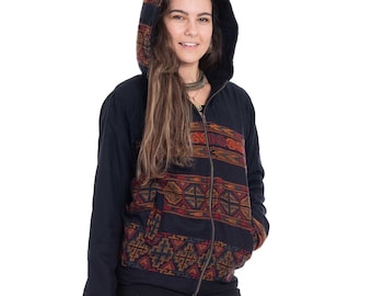 Unisex Psy Trance Tribal Ethno Hooded Jacket