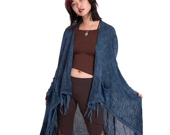 Stonewash Lace Knit Jacket in Navy