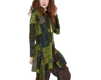 Green Patchwork Cotton Jacket