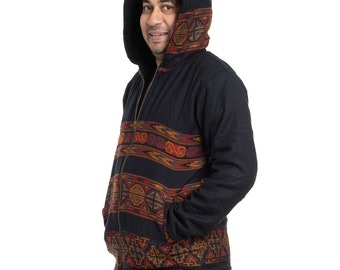 Veste à capuche tribale ethnique unisexe Psy Trance