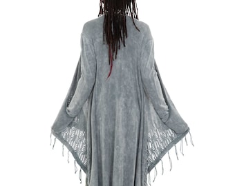 Stonewash Lace Strick Jacke in Silber Grau