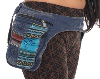 Handmade Boho Patchwork Denim Belt Art Ribbon Lace Up Festival OOAK EASY DIY How To Make a Boho Pocket Belt From An Old Pair Of  main image 3