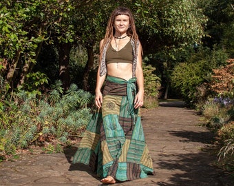 Green Patchwork Hippy Skirt