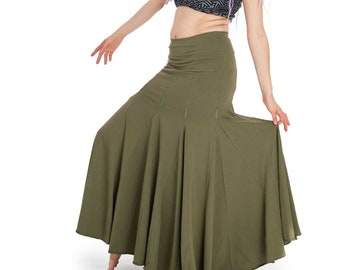 Fishtail Skirt in Army Green Organic Cotton