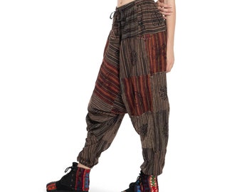 Brown Patchwork Ali Baba Trousers