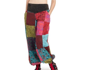 Bright Colours Patterned Patchwork Trousers