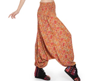 Peach Flowers Floaty Harem Trousers