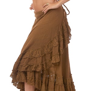 Jute and Lace Boho Wrap Skirt in Masala