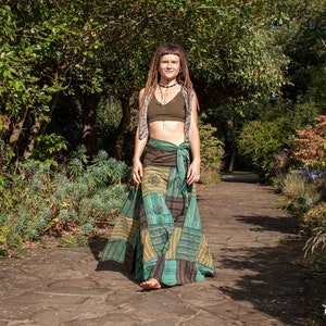 Green Patchwork Hippy Skirt