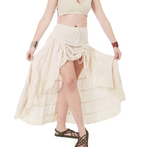 Natural Jute and Lace Boho High Low Skirt