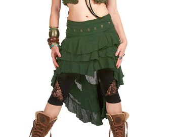 High Low Jute Skirt in Green