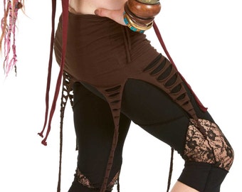 Psy Trance Tendrils Skirt in Brown