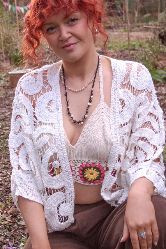 Offene Strick Häkel Fledermaus Strickjacke, Boho Sommer Top