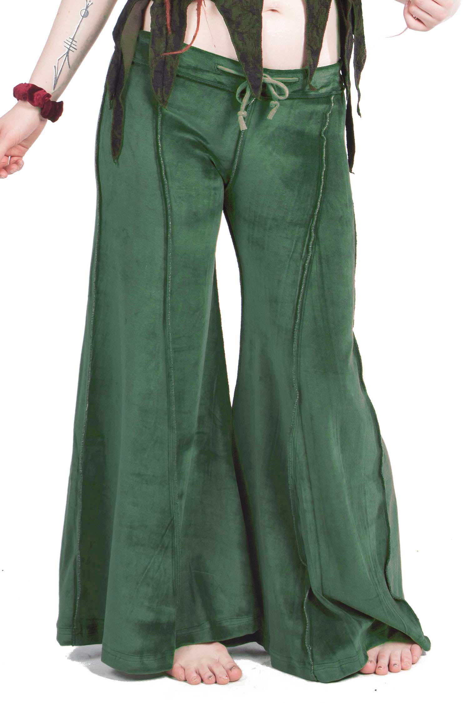 Velvet Flow Pants, Green Lounge Pants, Extra Wide Flare Velvet Flow Pants, Green Lounge Pants, Extra Wide Flare