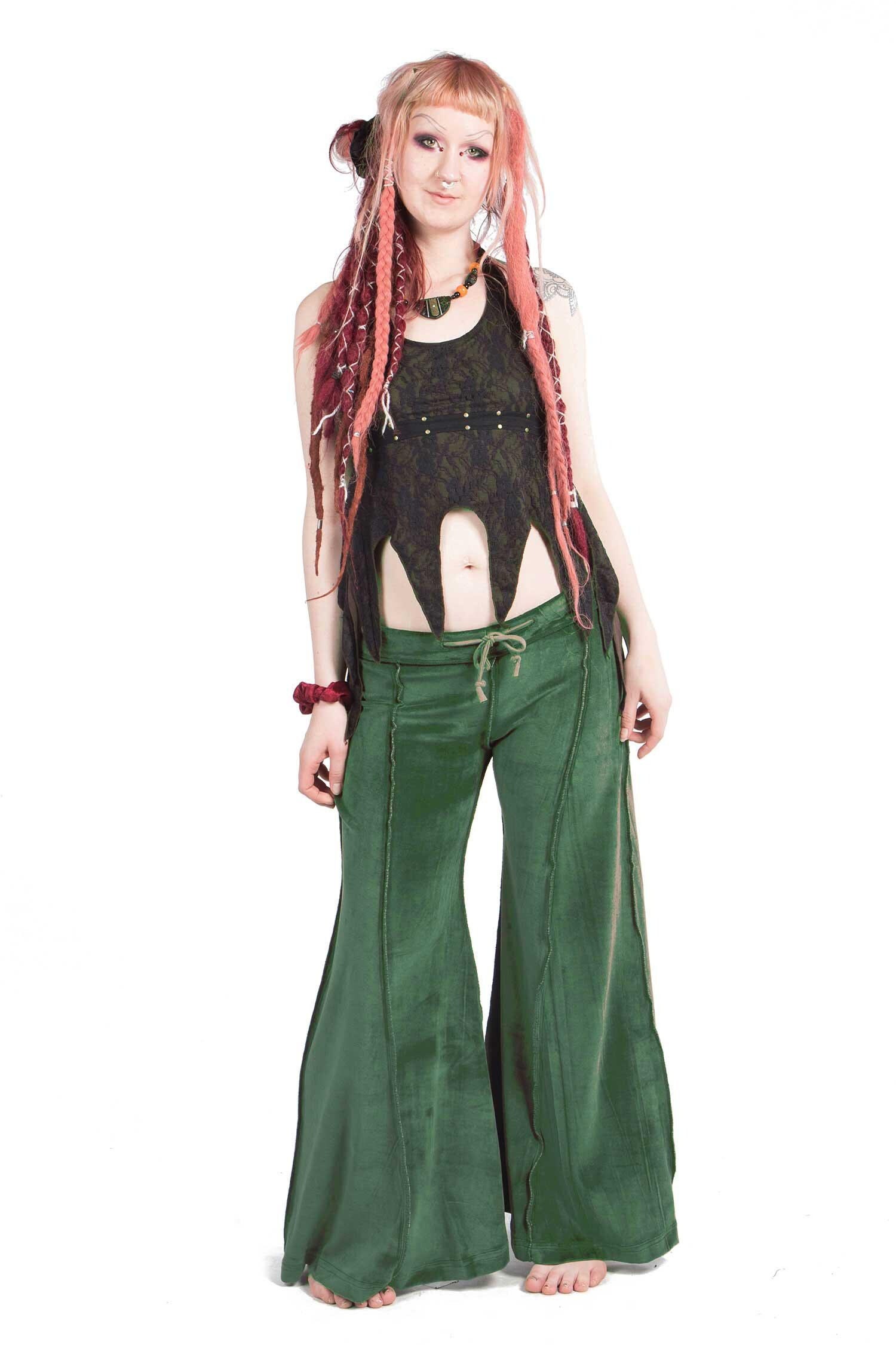 Velvet Flow Pants, Green Lounge Pants, Extra Wide Flare Velvet Flow Pants, Green Lounge Pants, Extra Wide Flare