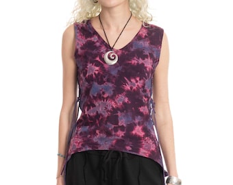 Tie Dye Cotton Top, Sleeveless Boho Top for Fairy Grunge Girl