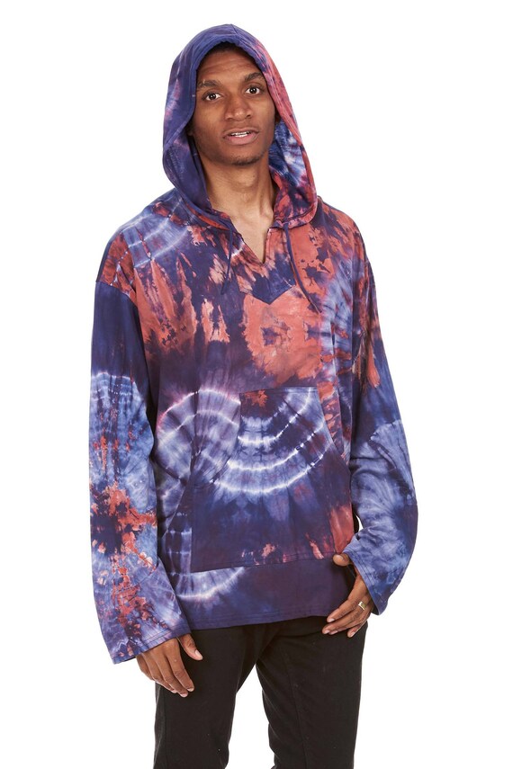 TIE DYE HOODIE mens hippie clothing mans tie dye long sleeve Etsy