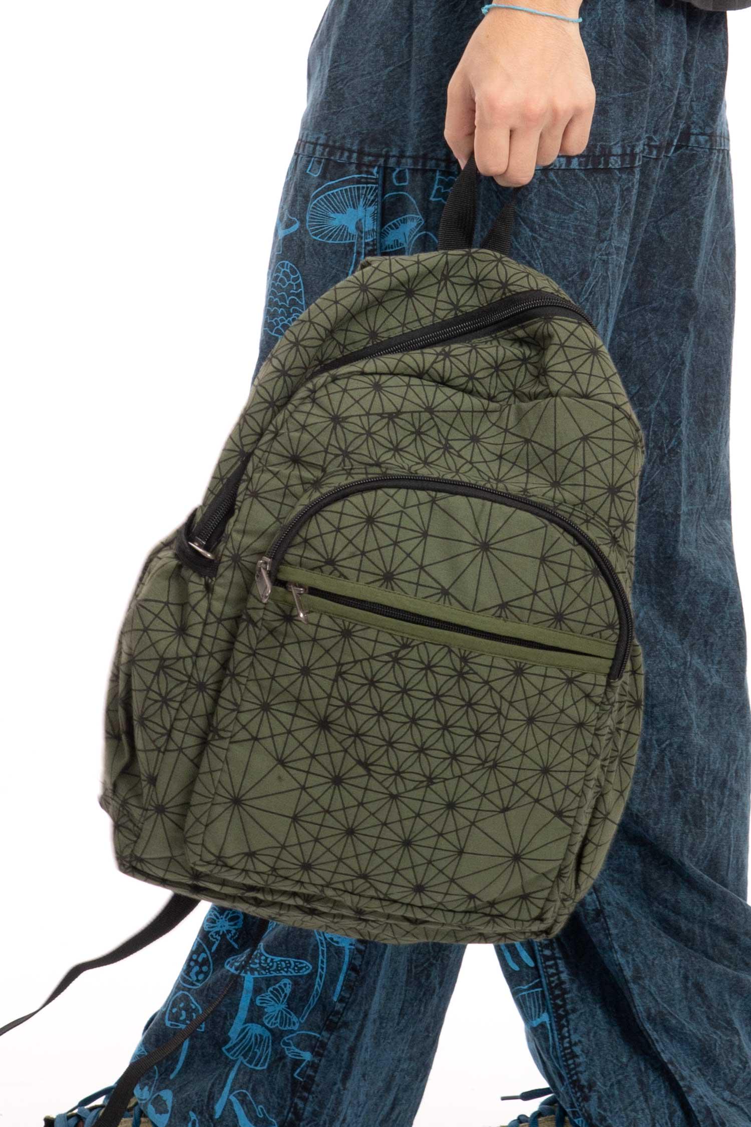 Geometric Rucksack Geometric Sacred Geometry Print Cotton Rucksack, Hippie Backpack ...