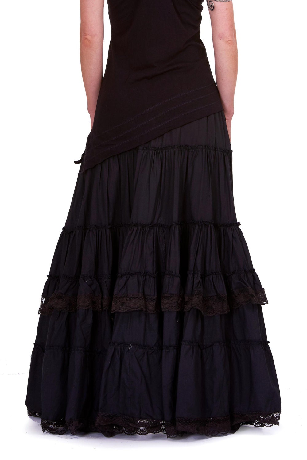 long black boho skirt