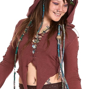 Hooded Psy Faerie Top in Earthy Red - Etsy UK