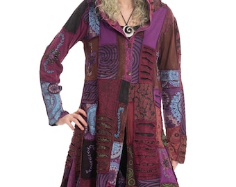 Patchwork Cotton Hippy Jacket for Faerie Women, Fairy Festival Clothing